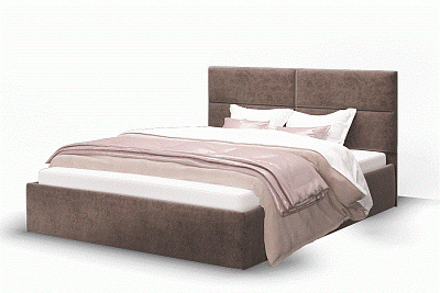 Двуспальная кровать Сити с подъемным механизмом 160 см ROCK 05 (коричневая) МЛК