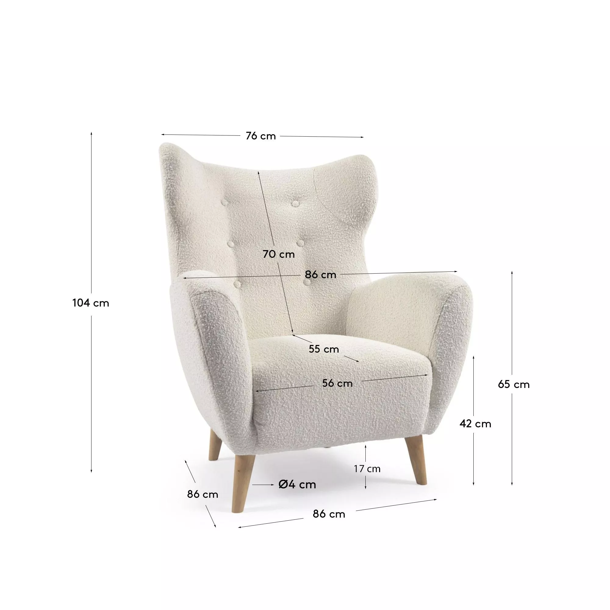 Кресло La Forma Patio белая ткань букле 149224
