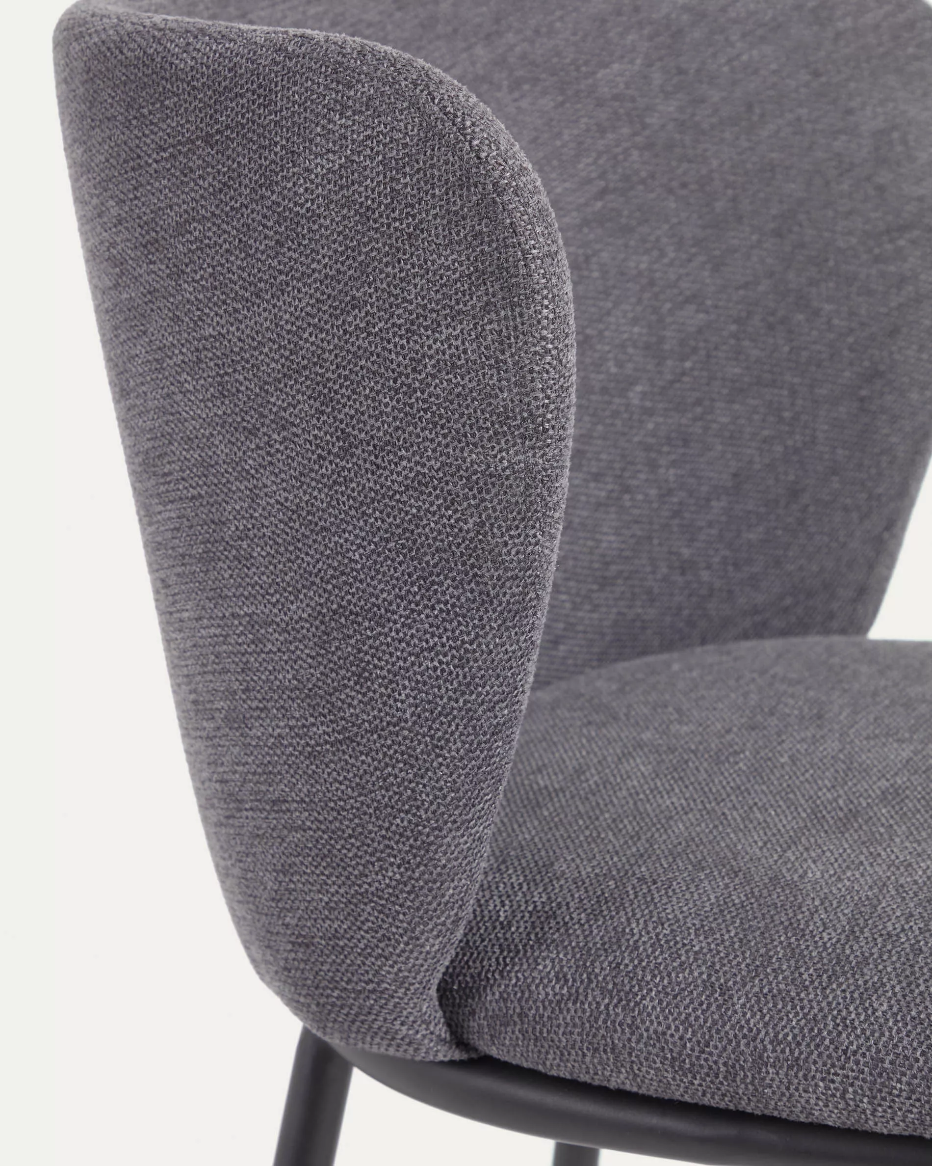Барный стул La Forma Ciselia из темно-серой синели и черной стали 75 см