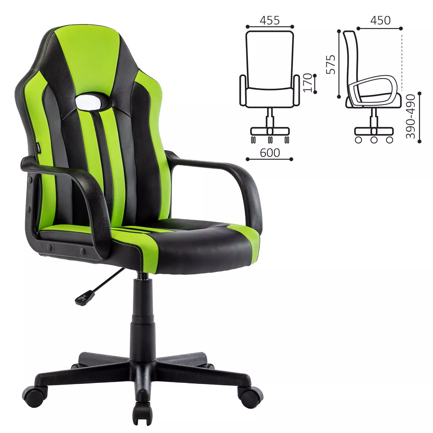 Кресло компьютерное BRABIX Stripe GM-202 черный зеленый 532511