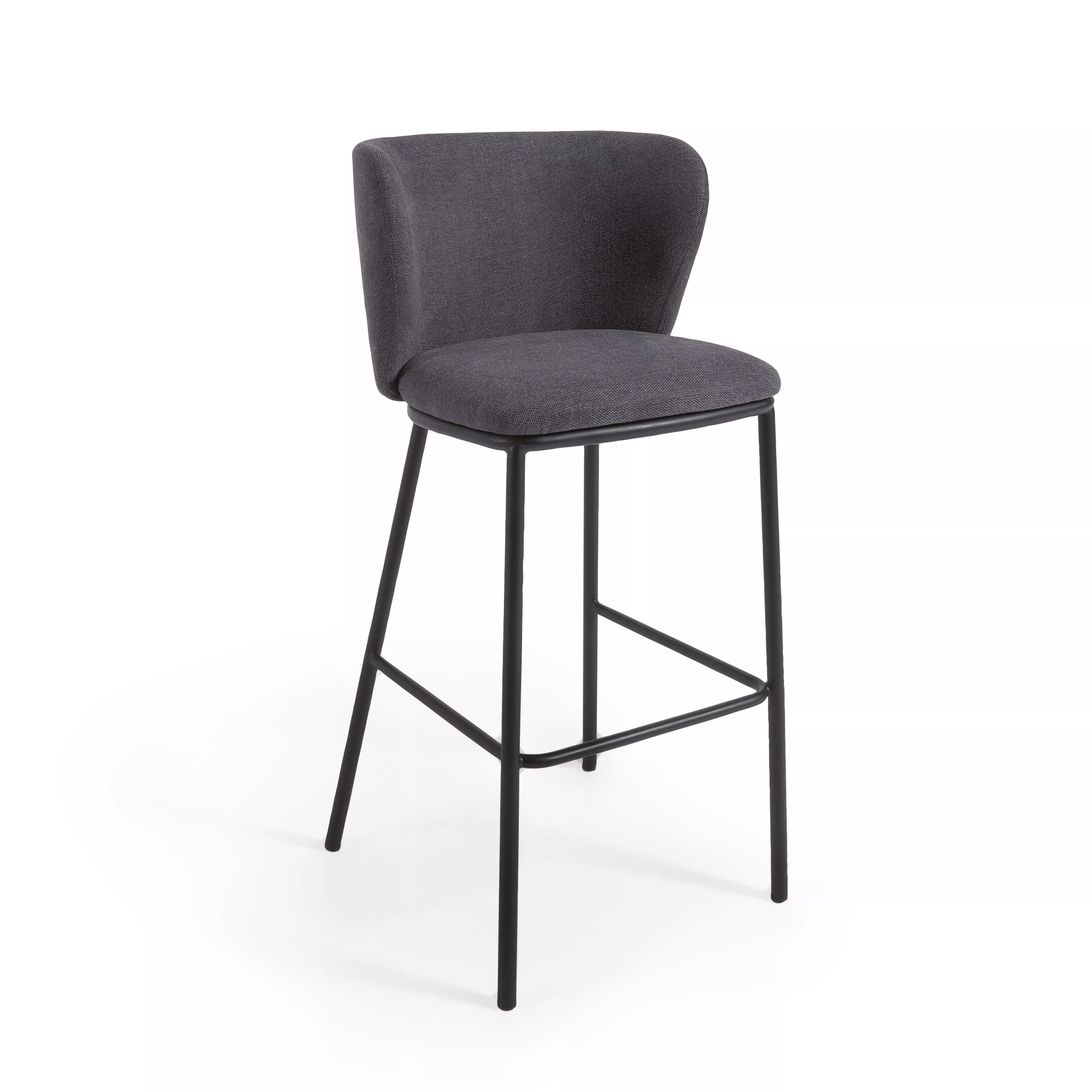 Барный стул La Forma Ciselia из темно-серой синели и черной стали 75 см