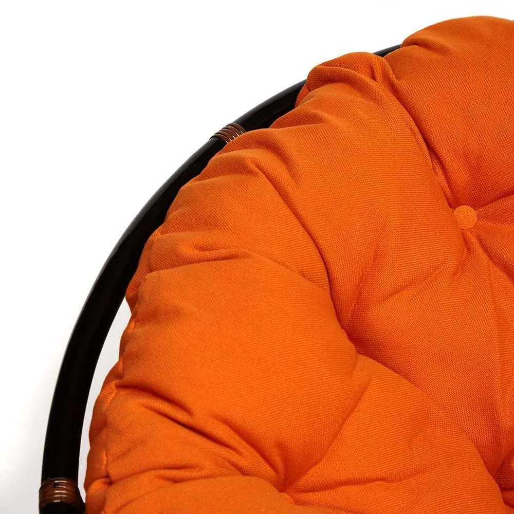 Кресло-качалка PAPASAN 23/01 W с подушкой Antique brown ткань оранжевый