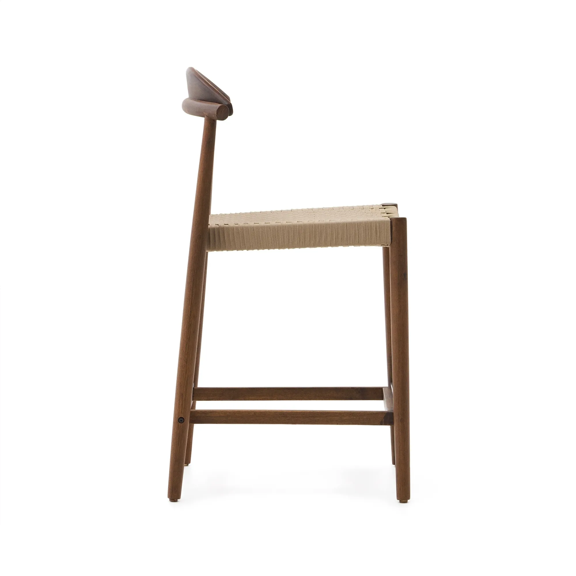 Полубарный стул La Forma Nina массив акации с ореховой отделкой и бежевой веревкой 189971
