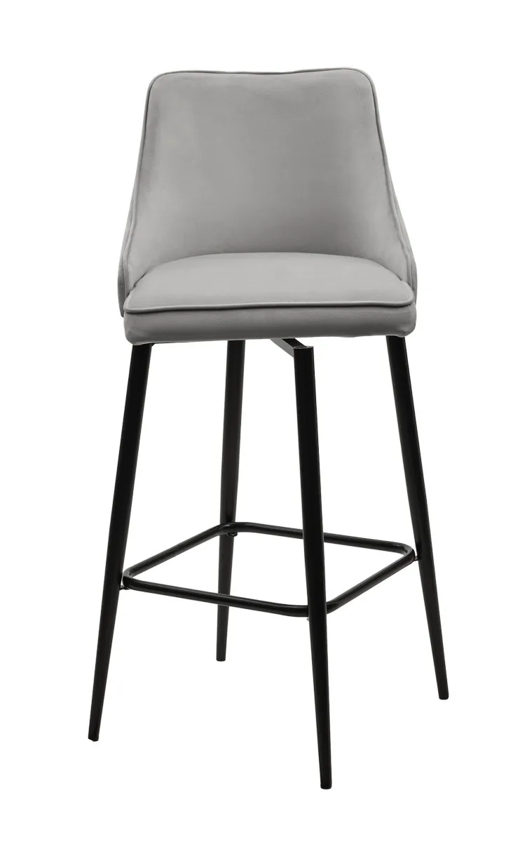 Барный стул ПАРКЕР поворотный H-09 Светло-серый велюр / черный каркас