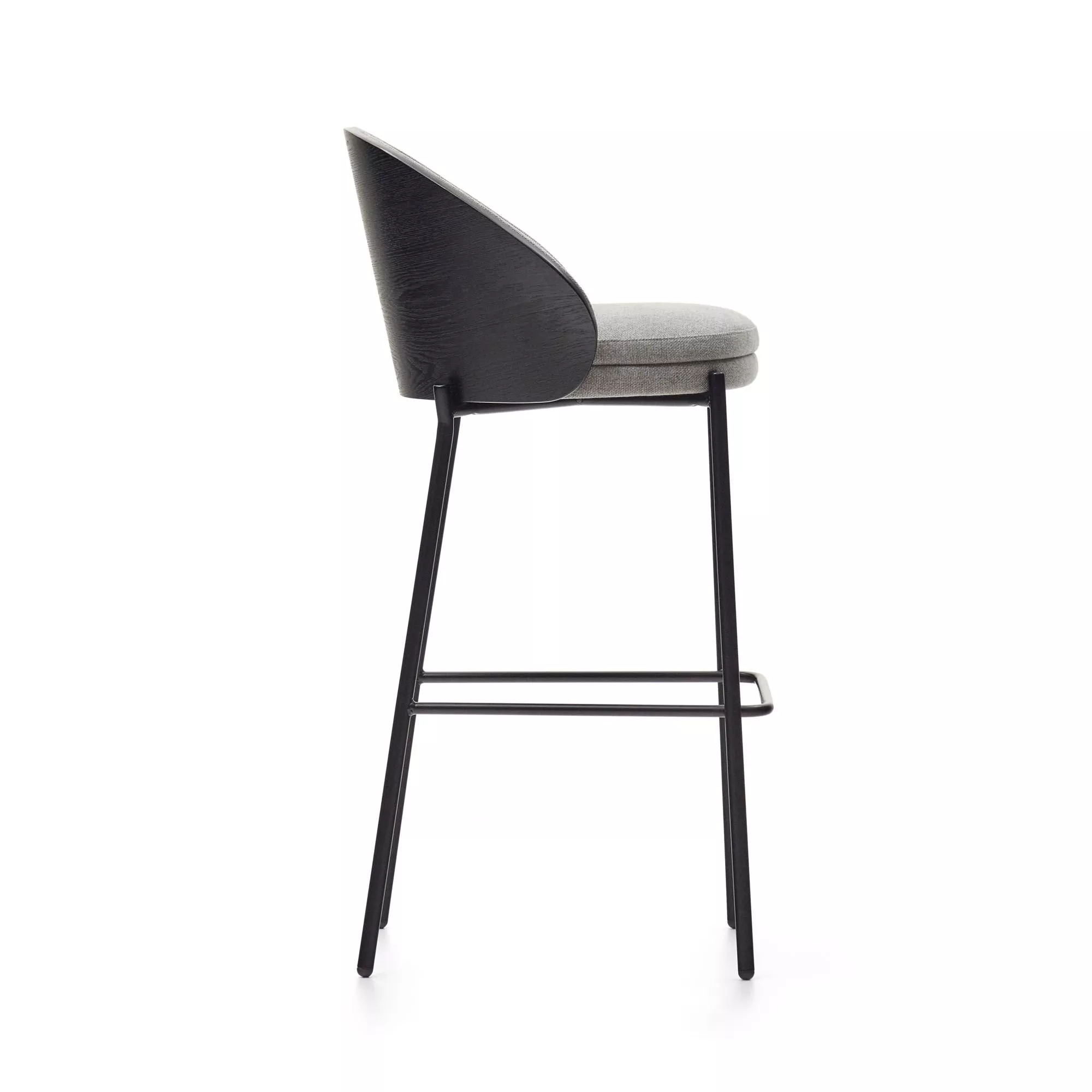 Барный стул La Forma Eamy светло-серый черная отделка