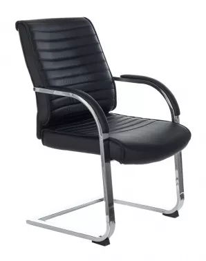 Кресло для посетителей Бюрократ T-8010N-LOW-V Leather Black черный