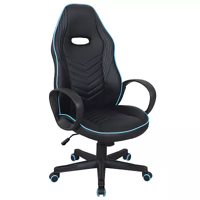 Кресло компьютерное BRABIX Flame GM-004 черный голубой 532498