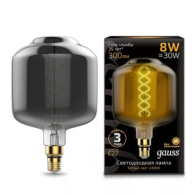 Лампа Gauss Filament DL180 8W 300lm 2400К Е27 gray flexible LED 1/6