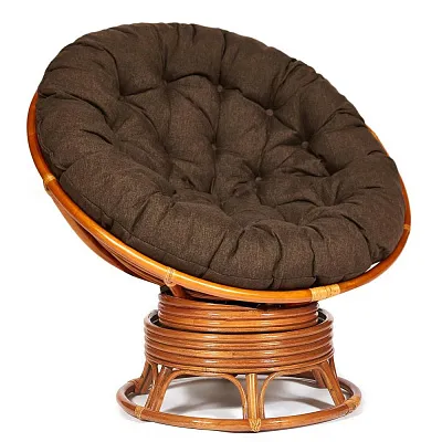 Кресло-качалка PAPASAN 23/01 W с подушкой коньяк ткань коричневый