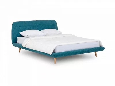Кровать с мягким изголовьем Loa 160x200 зеленый 464183