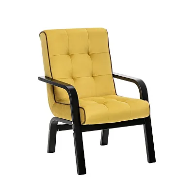 Кресло Leset Модена V28 желтый, кант V23 молочный шоколад / Венге