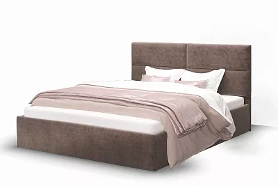 Кровать с мягким изголовьем Сити 140 см ROCK 05 (коричневая) МЛК