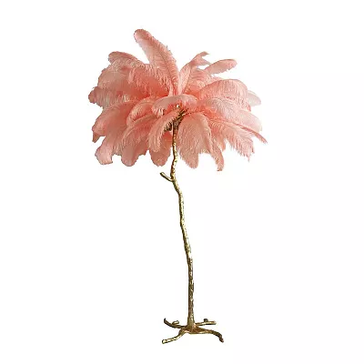 Торшер Delight Collection Ostrich Feather BRFL5014 pink/antique brass