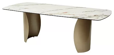 Большой обеденный стол BRONTE 220 KL-188 Контрастный мрамор / каркас шампань