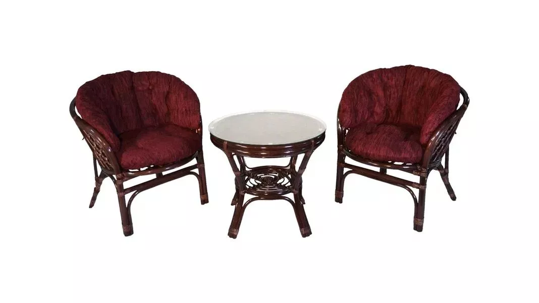 Кресло из ротанга Багама темно-коричневый (подушки шенилл полные коричневые)