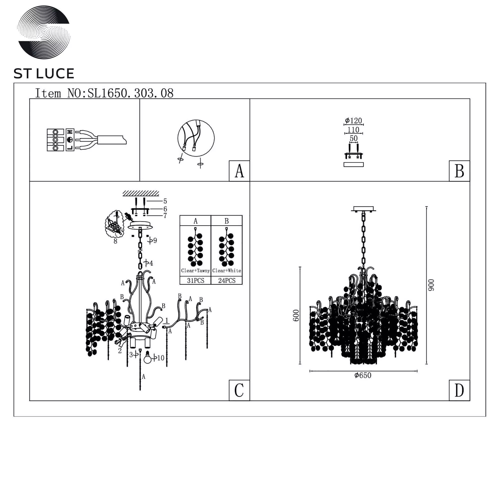 Подвесная люстра ST LUCE RAVELLO SL1650.303.08