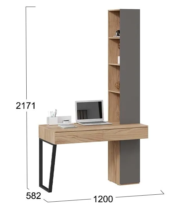 Стол письменный с комбинированным шкафом Порто яблоня беллуно графит софт СМ-393.15.012