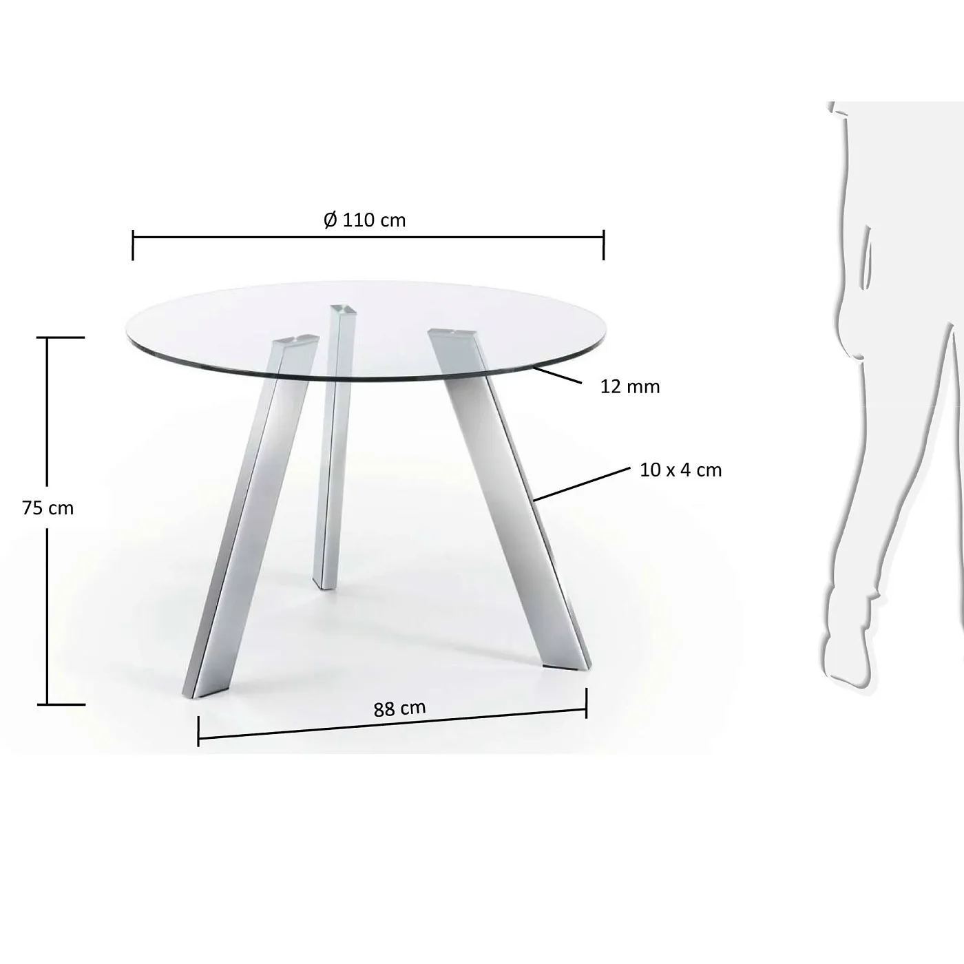 Стол обеденный стеклянный La Forma Columbia ножки хром 072950