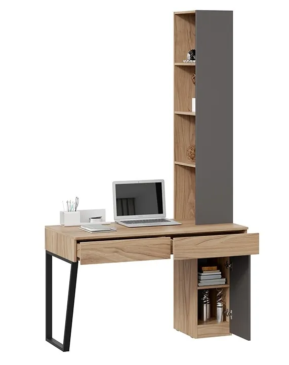 Стол письменный с комбинированным шкафом Порто яблоня беллуно графит софт СМ-393.15.012