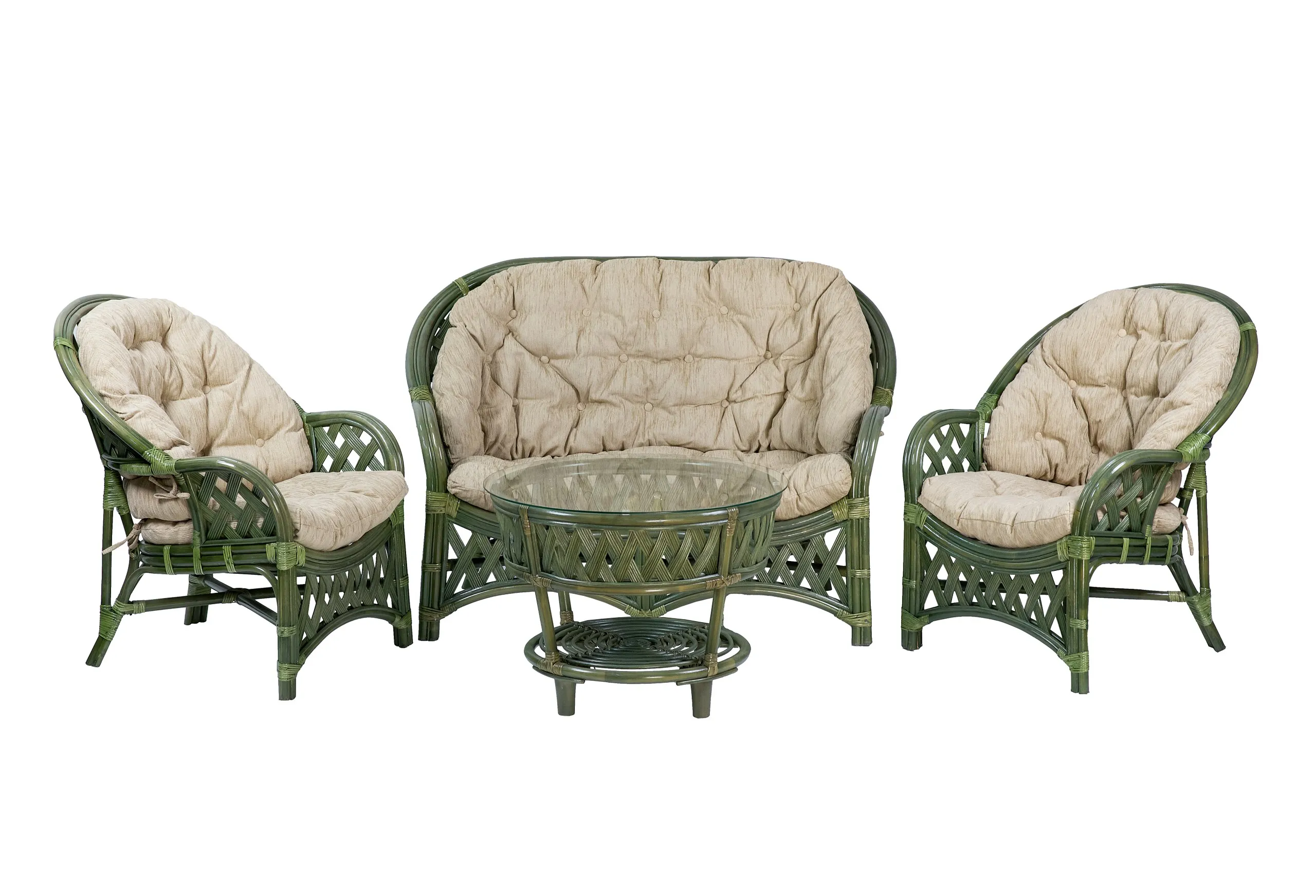 Комплект мебели из ротанга Черчилль (Рузвельт) с 2-х местным диваном и круглым столом олива