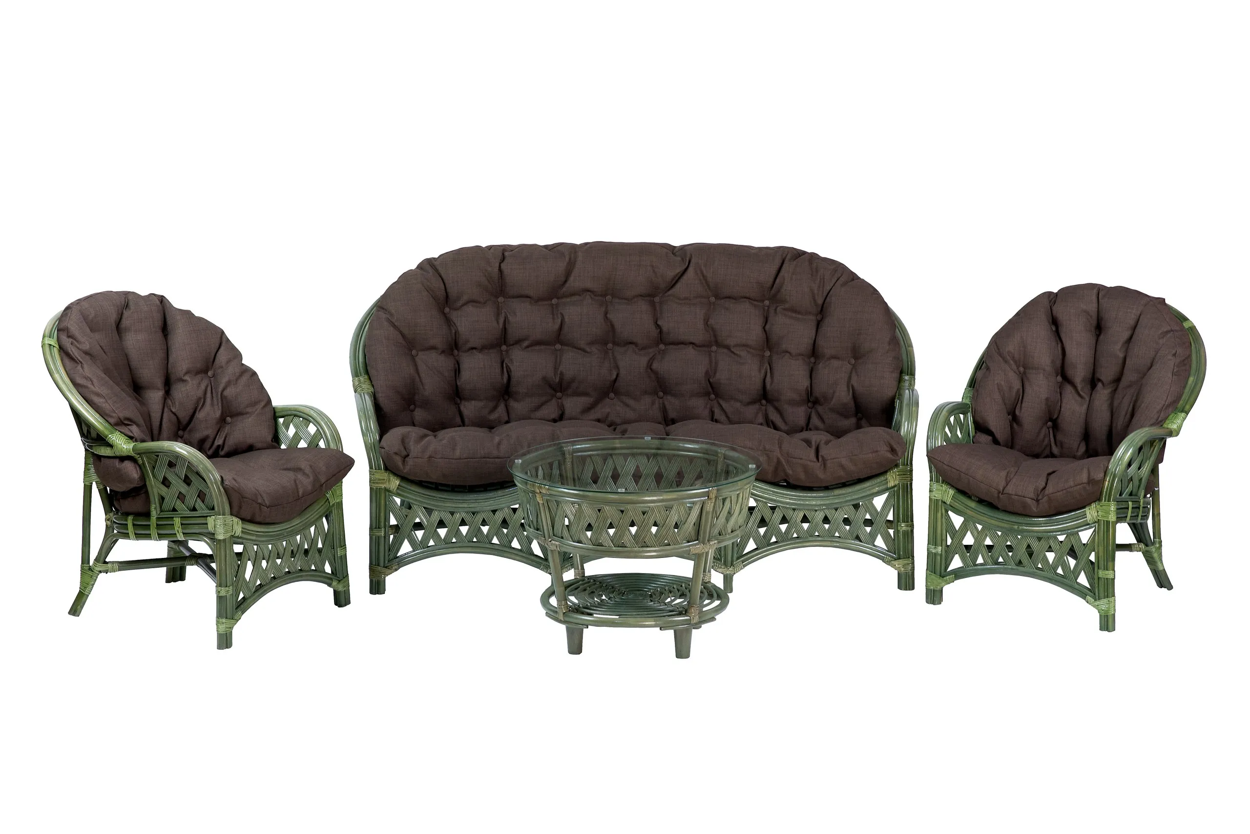 Комплект мебели из ротанга Черчилль (Рузвельт) с 3-х местным диваном и круглым столом олива
