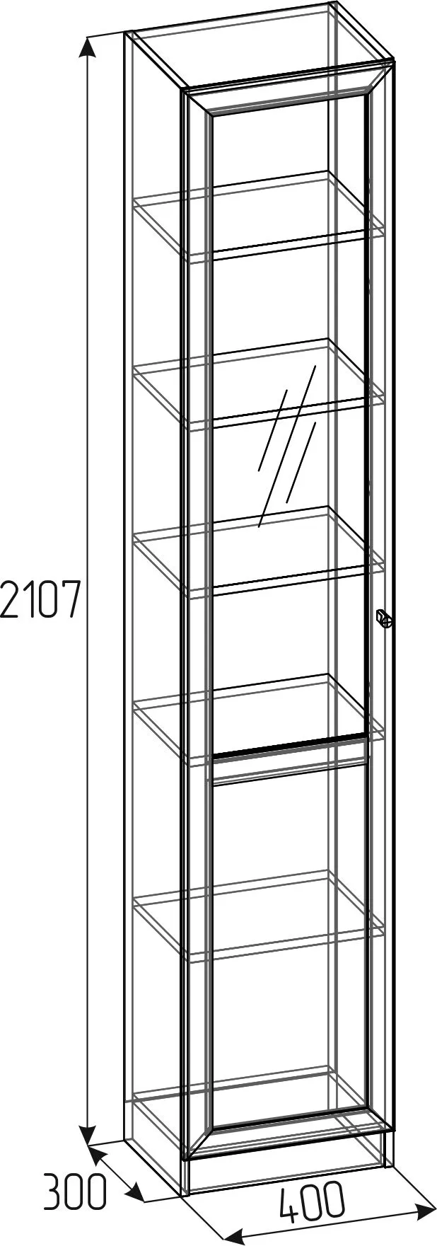 Шкаф для книг одностворчатый Харрис 31 (библиотека) Дуб Серый Craft