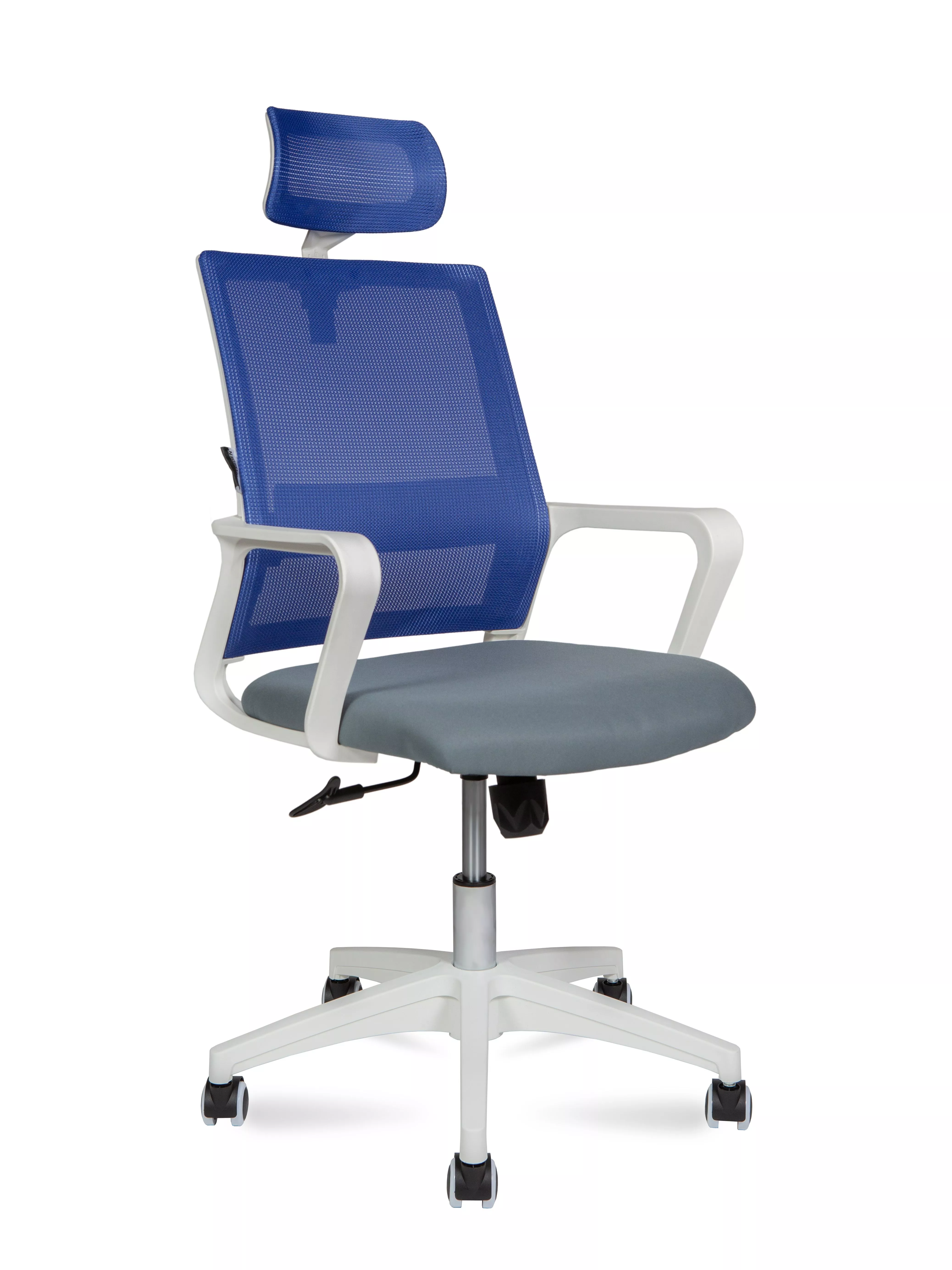 Кресло компьютерное Бит с подголовником белый пластик cиний / серый 815AW-AF01-T58 NORDEN