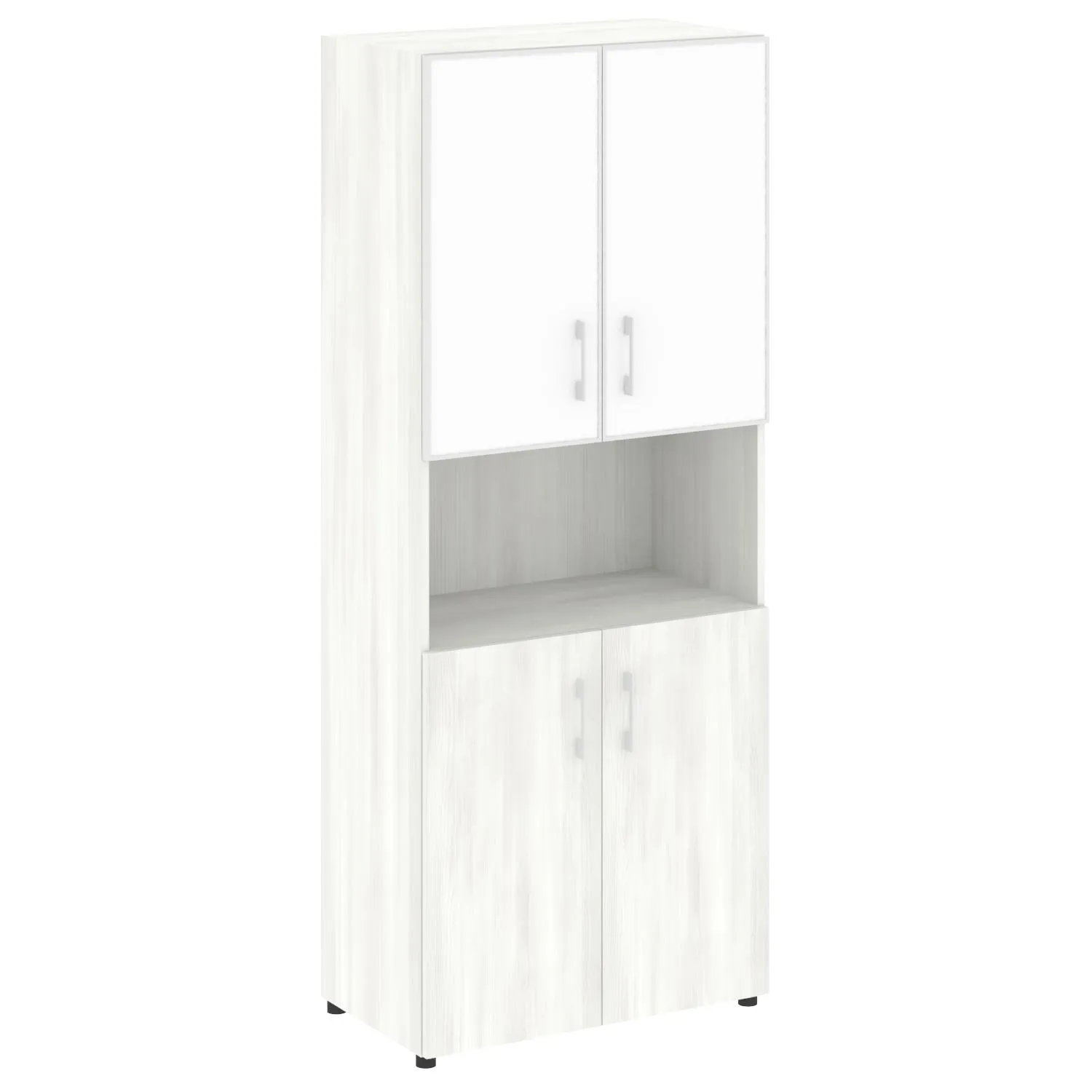 Шкаф (2 низких фасада + 2 низких фасада стекло лакобель белое в раме) Riva YALTA LT.ST-1.4 R white