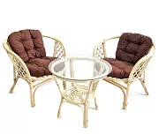 Комплект мебели из ротанга Багама дуэт натуральный (подушки твил обычные коричневые)