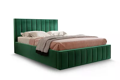 Кровать Вена 1400  с ПМ и бельевым ящиком мора зеленый