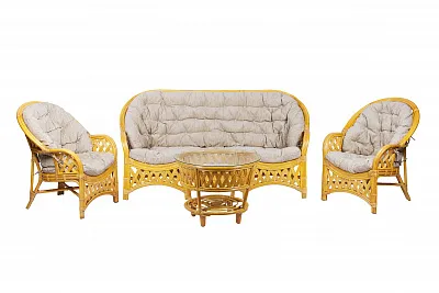 Комплект мебели из ротанга Черчилль (Рузвельт) с 3-х местным диваном  и круглым столом мед