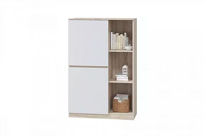 Шкаф для книг Лори 950 мм дуб сонома / белый МЛК