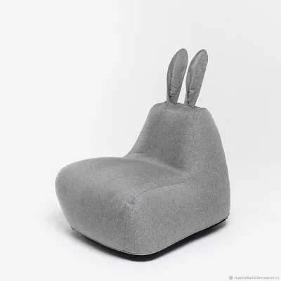 Кресло-мешок Зайчик велюр светло-серый