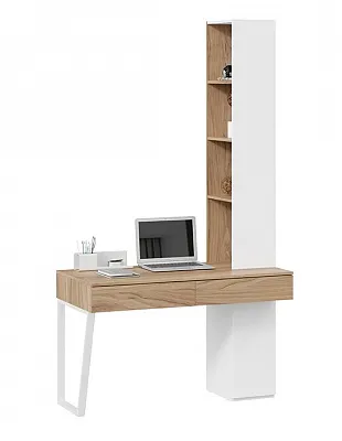 Стол письменный с комбинированным шкафом Порто белый жемчуг яблоня беллуно белый софт СМ-393.15.012