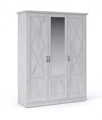 Шкаф трехдверный Лорена бетон паин белый