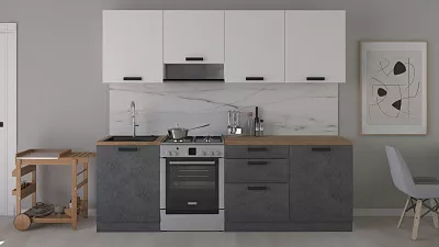Кухонный гарнитур Фиджи Леко 2400 бетон / белый