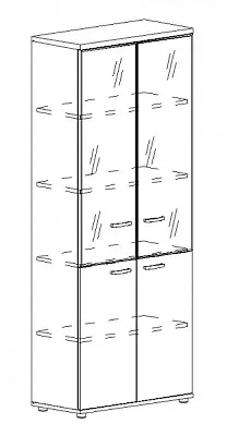 Шкаф для документов со стеклянными дверьми в алюминиевой рамке А4 9380