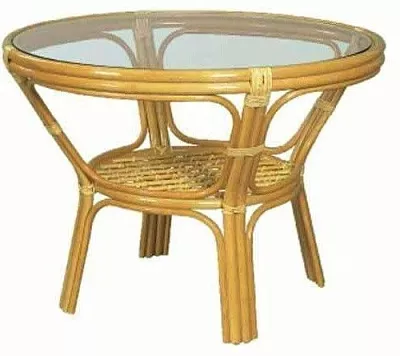 Стол обеденный из ротанга со стеклом 22 02 мед