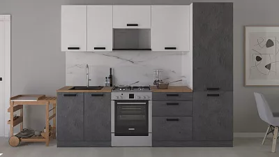 Кухонный гарнитур Фиджи Леко 2600 бетон / белый