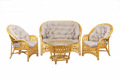 Комплект мебели из ротанга Черчилль (Рузвельт) с 2-х местным диваном и круглым столом мед