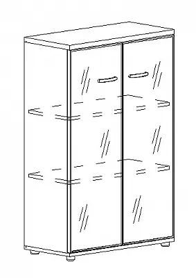 Шкаф для документов средний со стеклом в алюминиевой рамке А4 9367