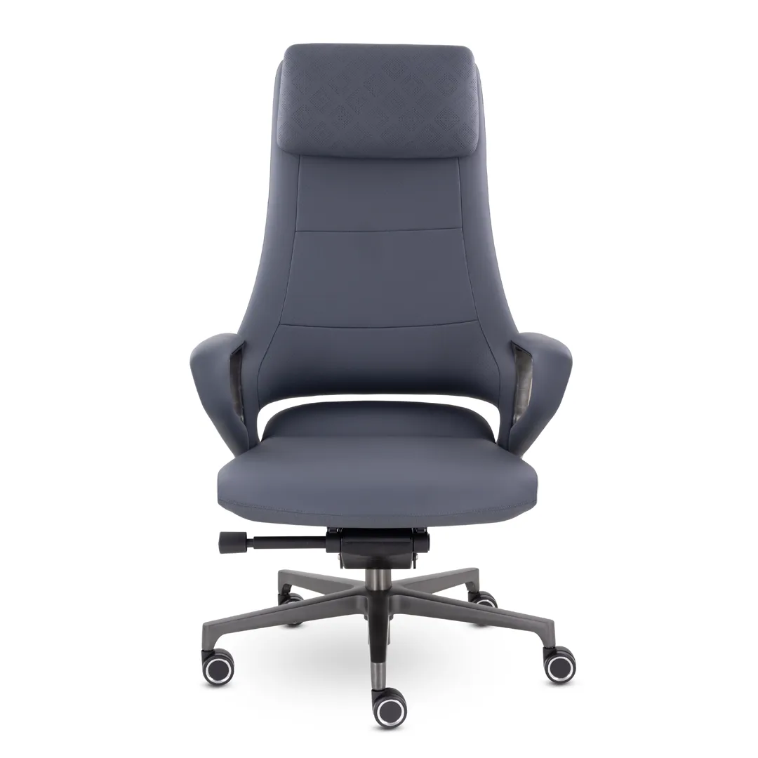 Кресло руководителя EPIK A-001-MB регулируемый подголовник экокожа темно-синий / кремовый