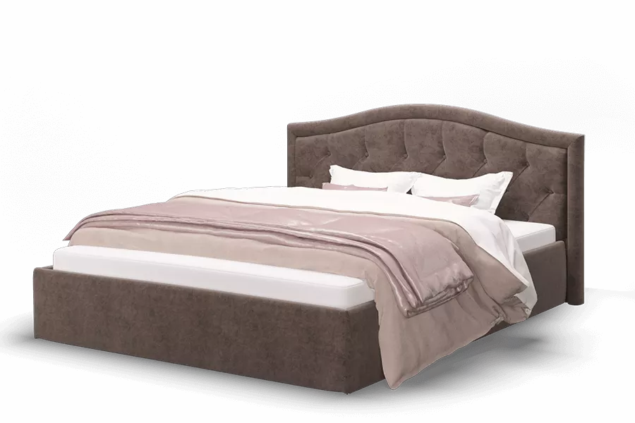Кровать с мягким изголовьем Стелла 140 см ROCK 05 (коричневая) МЛК
