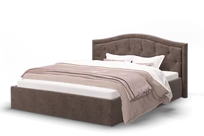 Кровать с мягким изголовьем Стелла 140 см ROCK 05 (коричневая) МЛК