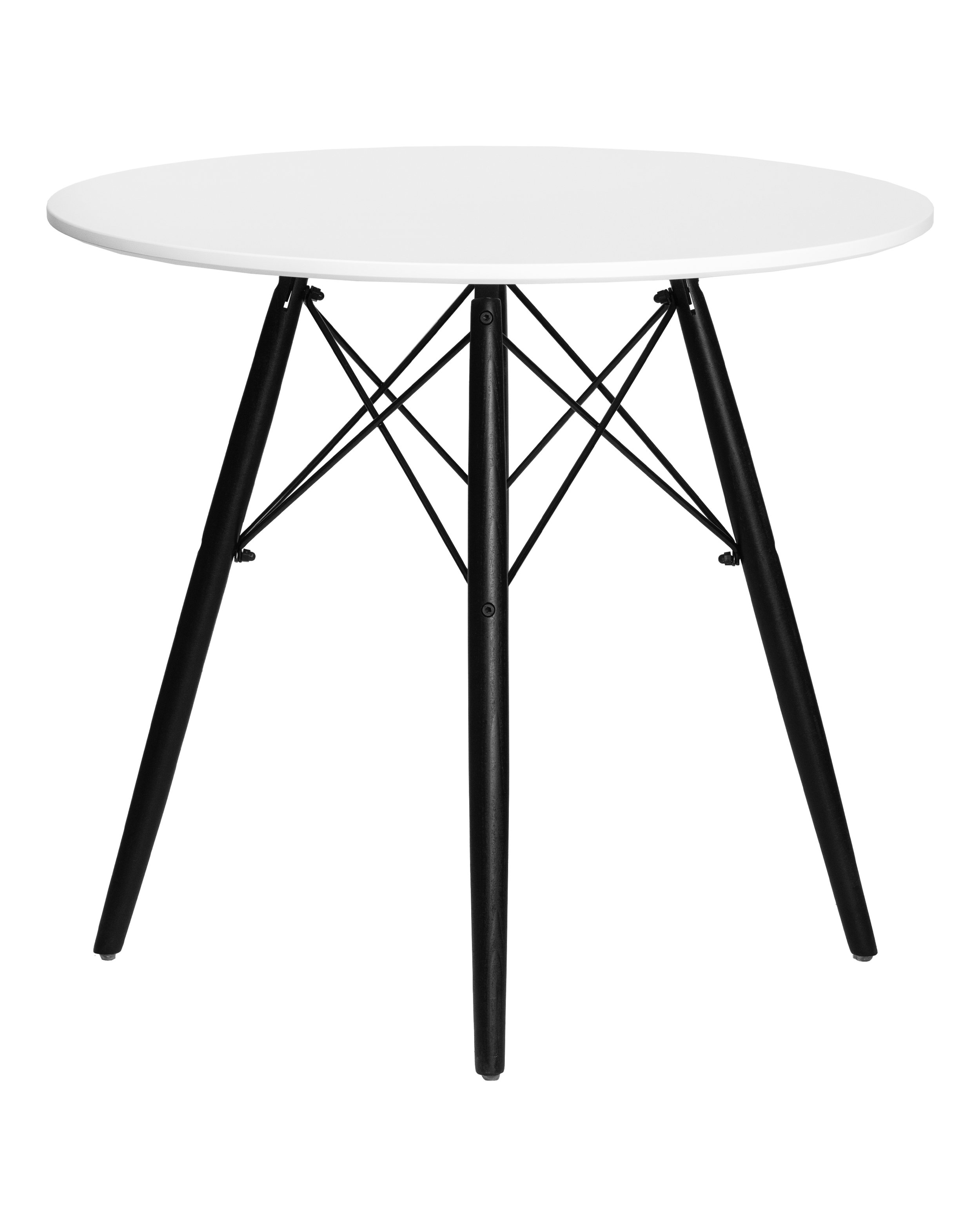 Стол обеденный DOBRIN CHELSEA`80 BLACK (столешница белая, основание черное)