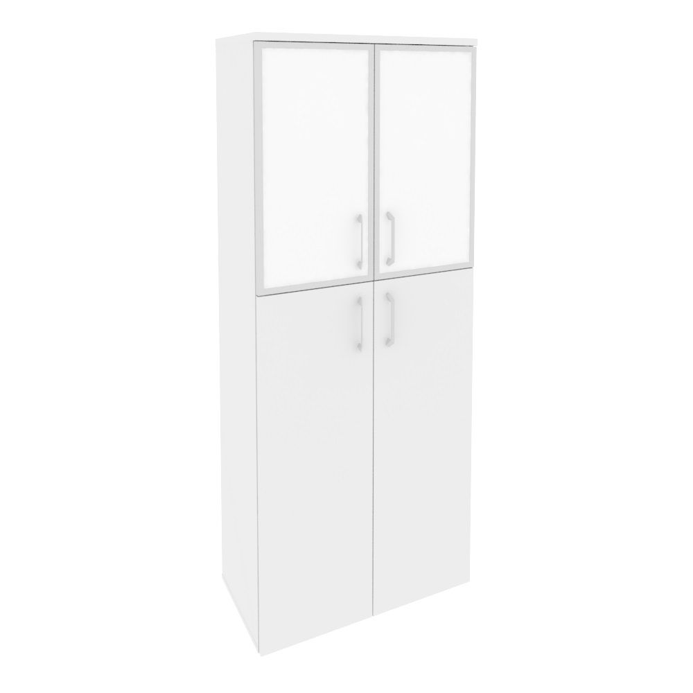 Шкаф высокий широкий Riva ONIX со стеклом лакобель в раме O.ST-1.7R white/black