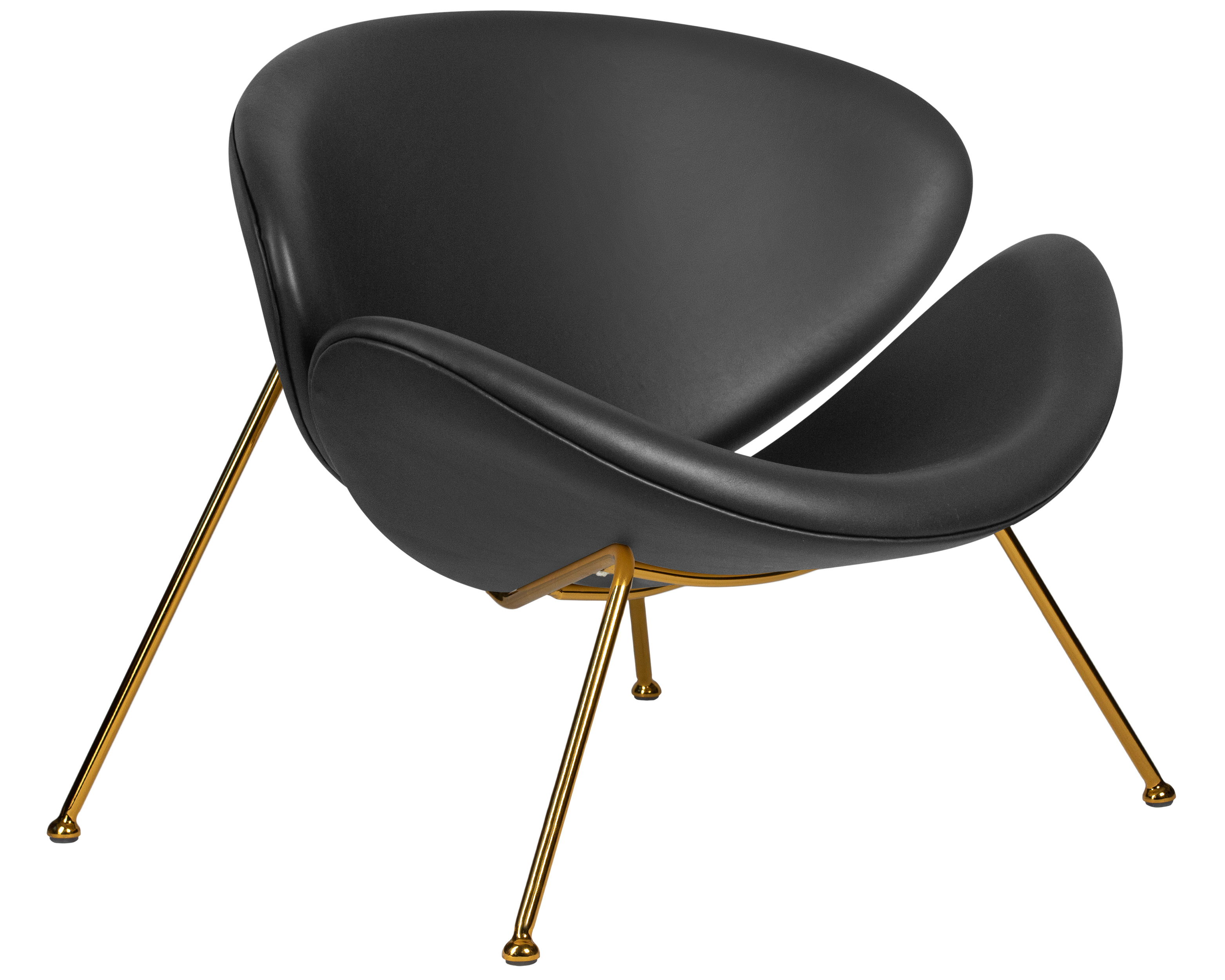 Кресло дизайнерское DOBRIN EMILY черный винил YP16, золотое основания