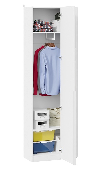 Шкаф для одежды угловой с зеркальной дверью Порто белый жемчуг белый софт СМ-393.07.232