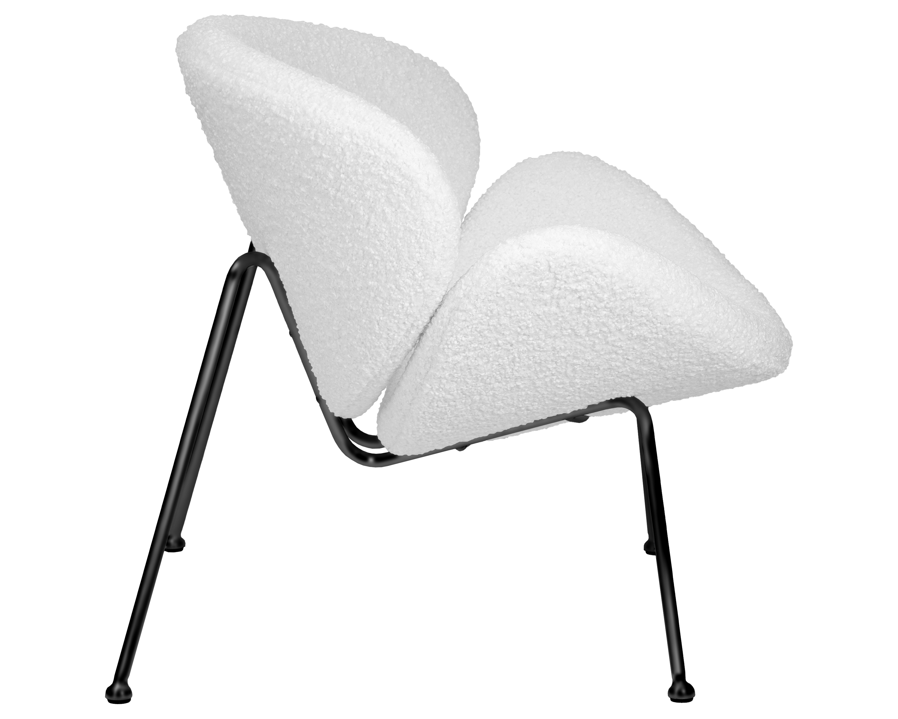 Кресло дизайнерское DOBRIN EMILY белый букле ткань, черное основание