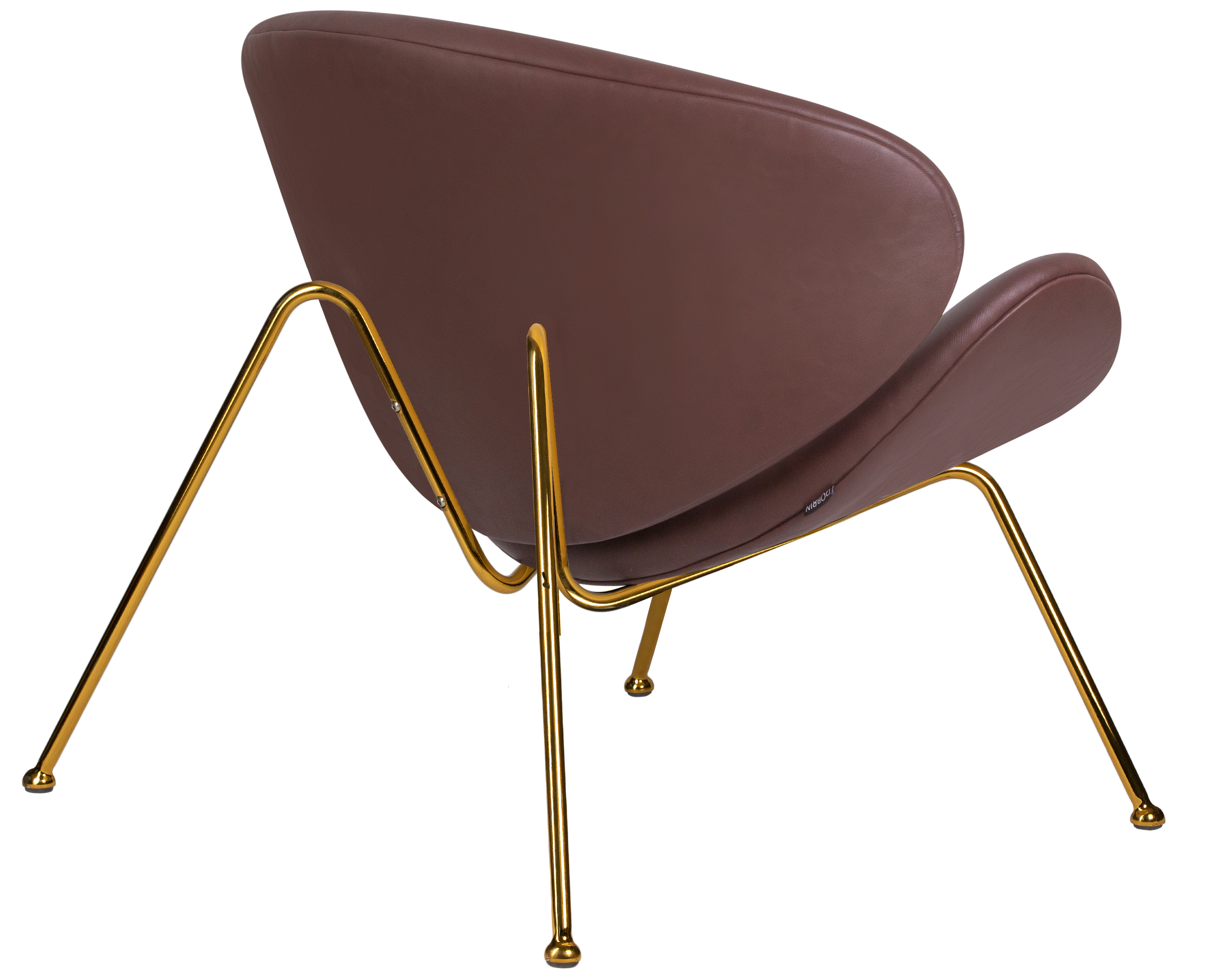 Кресло дизайнерское DOBRIN EMILY коричневый винил YP5, золотое основание